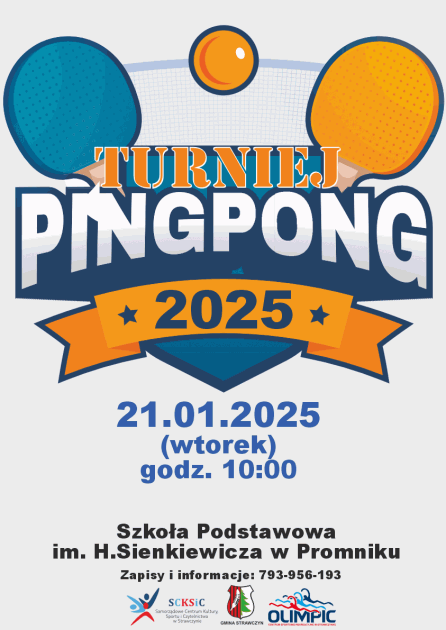 Plakat turniej ping pong 2025